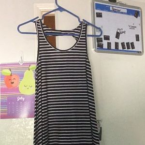 Black and white striped semi backless dress